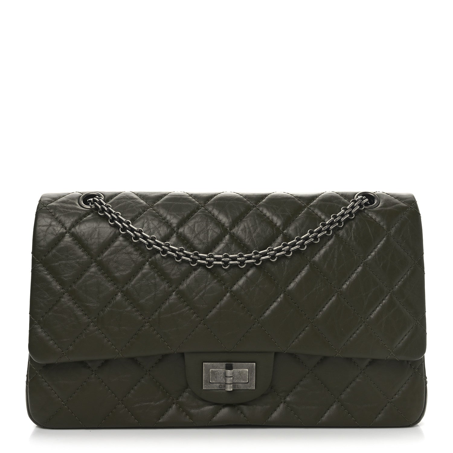 Chanel Aged Calfskin Quilted 2.55 Reissue 227 Flap Dark Green 1 of 11