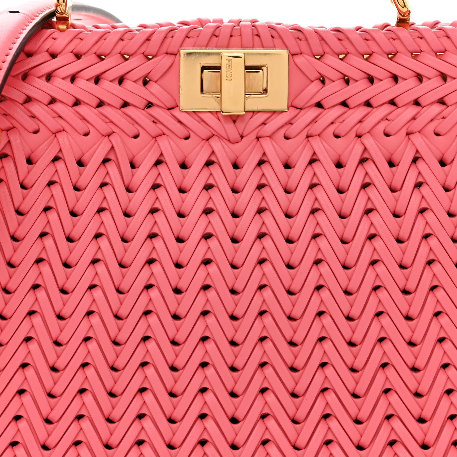 Fendi Vitello King Shiny Nappa Intreccio Petite Peekaboo I SEE U Satchel Pink Dalia 10 of 12