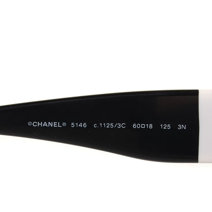 Chanel Acetate CC Lace Effect Sunglasses 5146 Black White 5 of 6