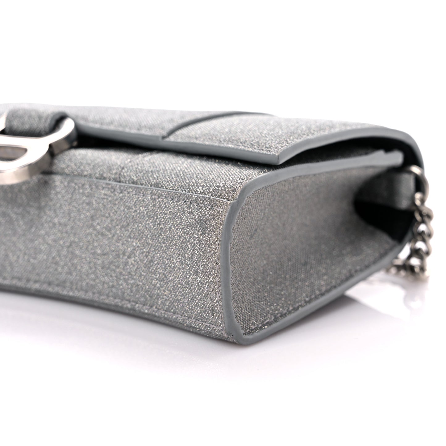 Glitter Fabric Hourglass Chain Bag Grey