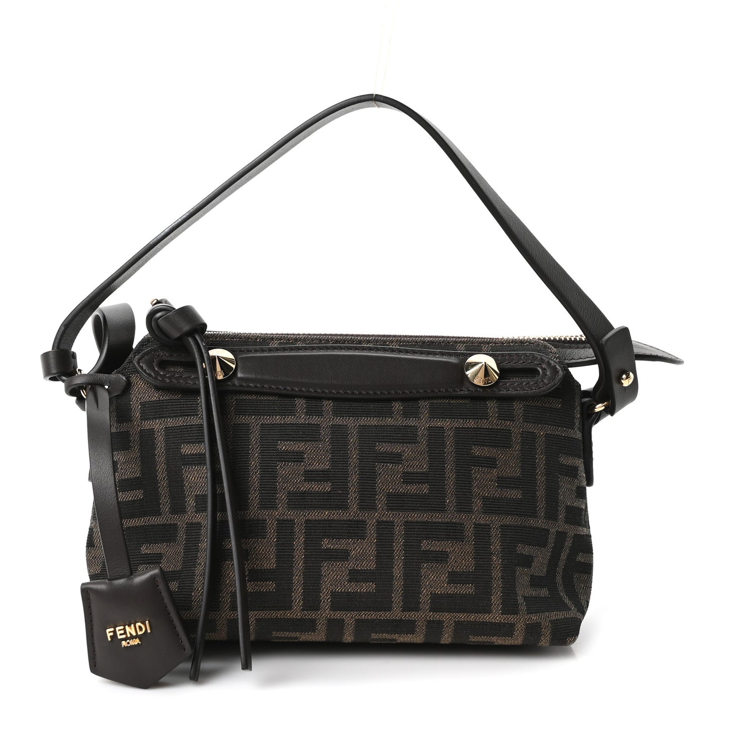 Vitello Grace Jacquard FF Mini By The Way Boston Bag Tobacco Moro Ebano