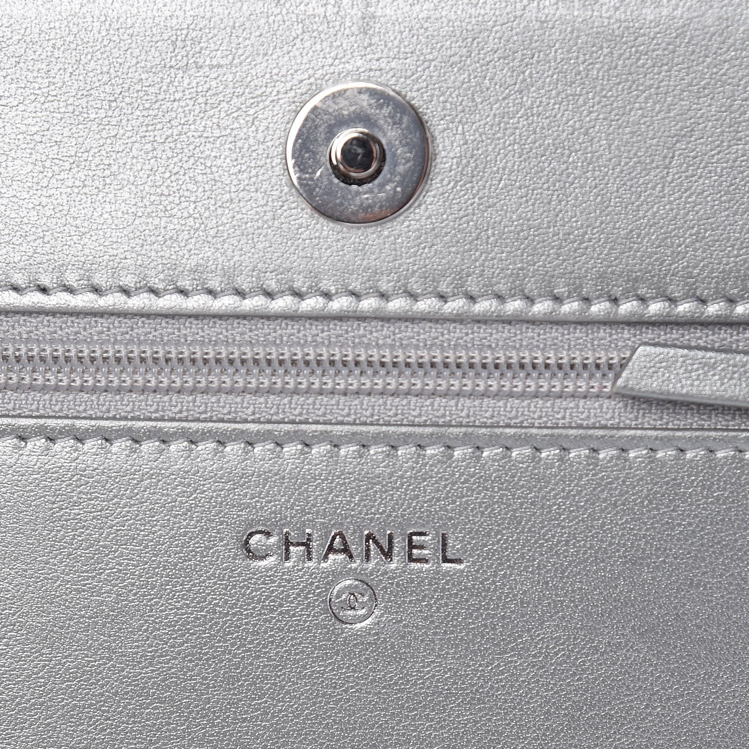 Chanel Metallic Lambskin Camellia Crystal Wallet on Chain WOC Silver 6 of 14