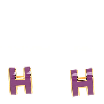 Hermes Gold Lacquered Mini Pop H Earrings Anemone 1 of 4