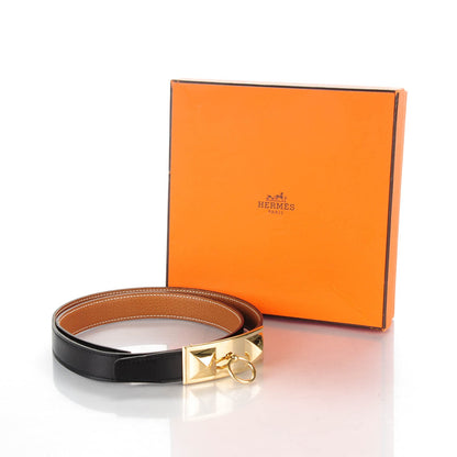 Hermes Box Togo 24mm Sydney Belt 85 Black Gold 8 of 8