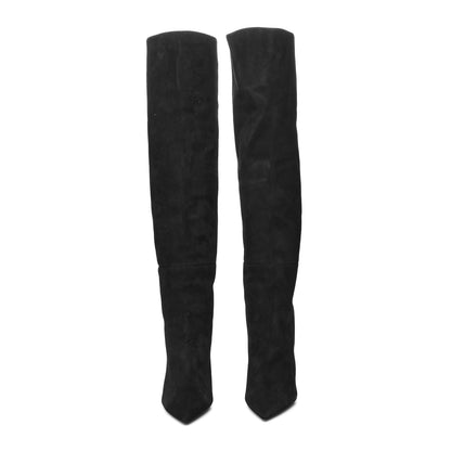 Saint Laurent Suede Niki 105 Thigh High Boots 38 Black 2 of 6