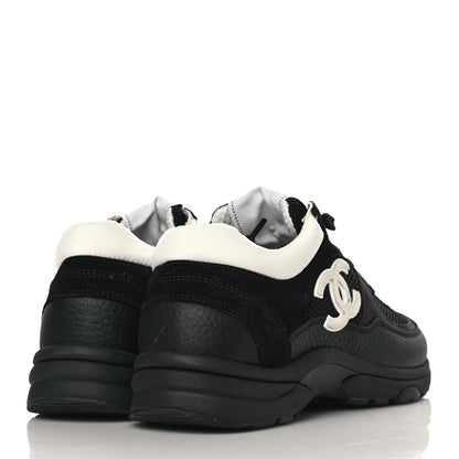 Chanel Mesh Suede Grained Calfskin Womens CC Sneakers 35 Black White 4 of 7