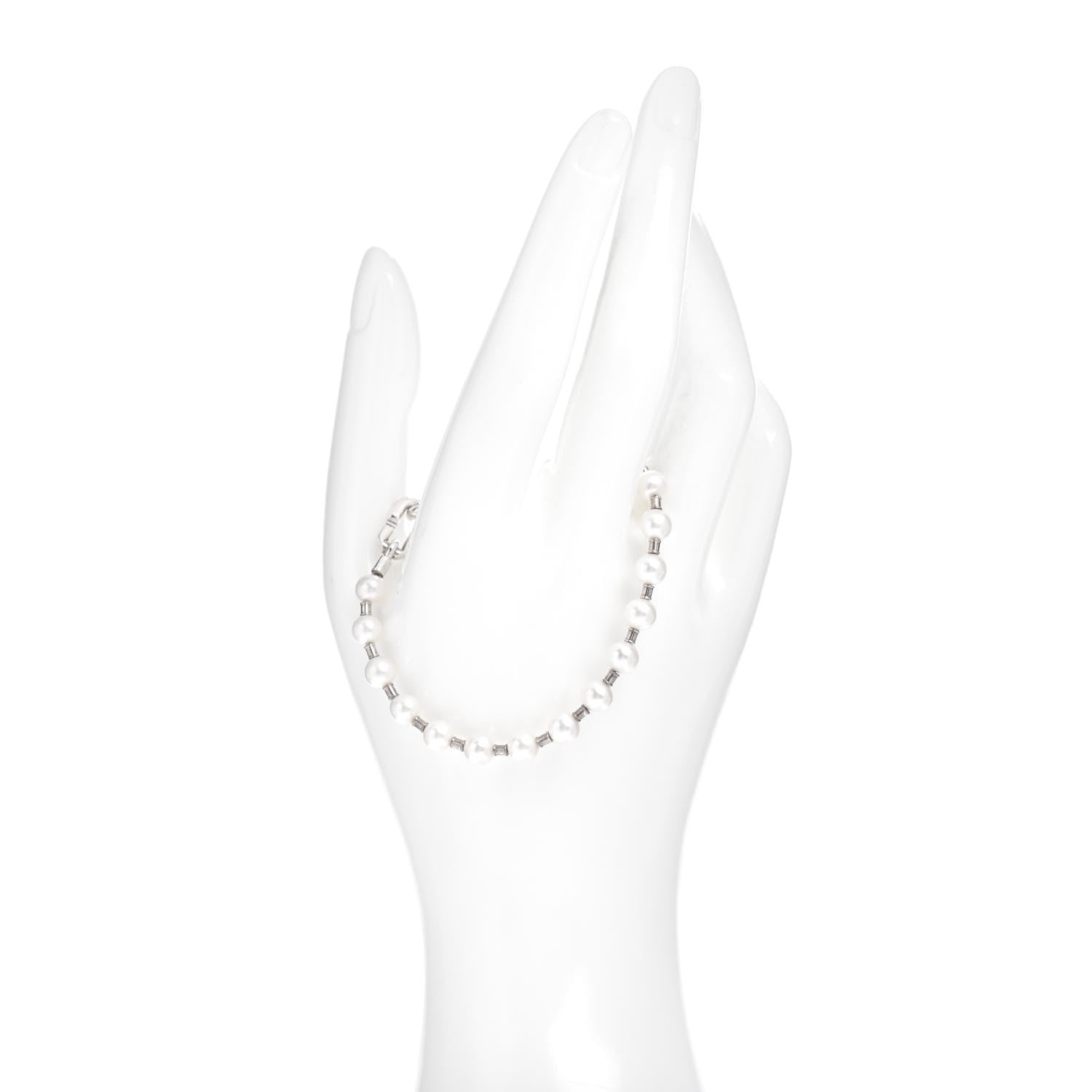 Tiffany Sterling Silver Pearl 7-8mm HardWear Bracelet 2 of 4
