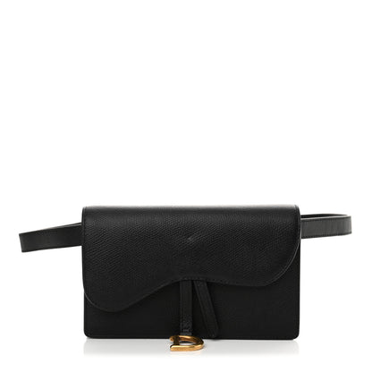 Christian Dior Grained Calfskin Saddle Belt Clutch Black 1 of 18