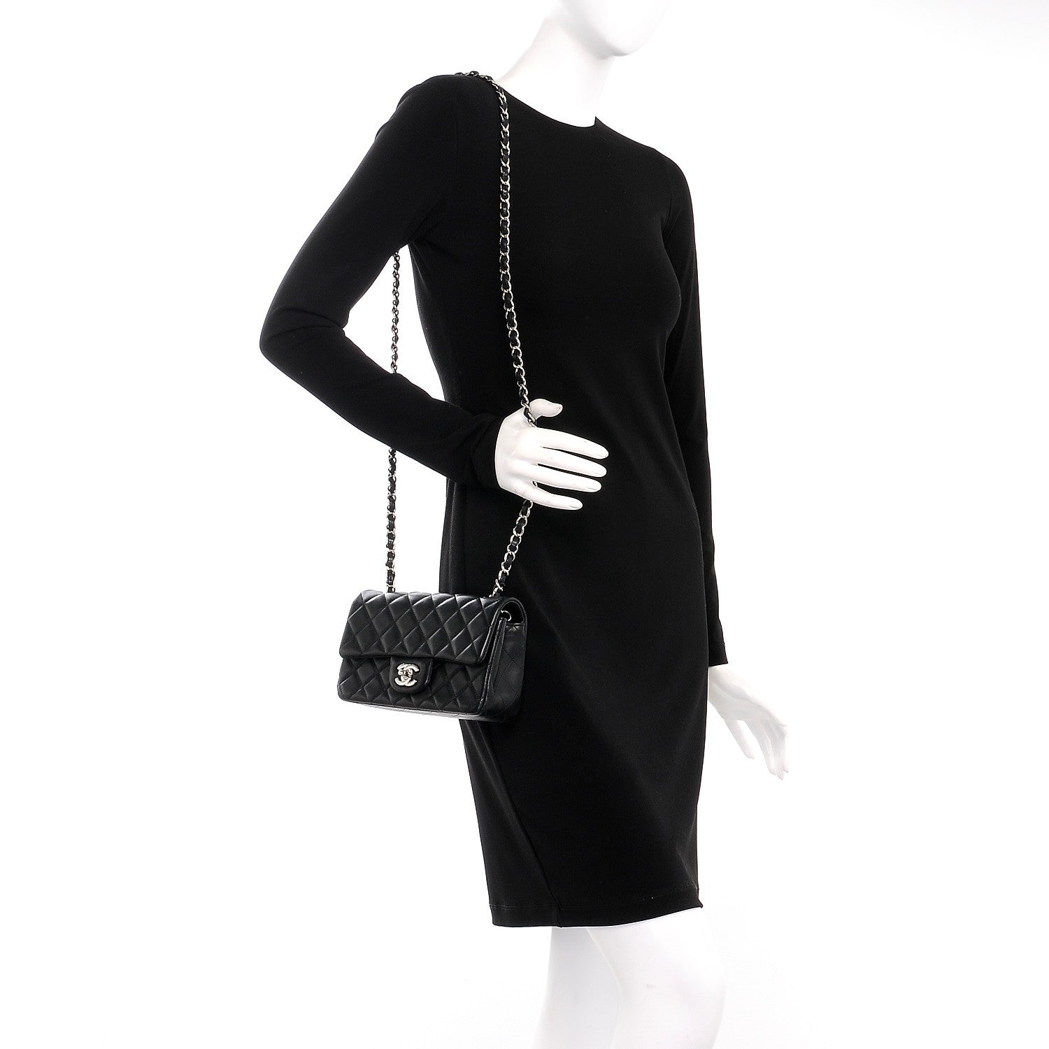 Chanel Lambskin Quilted Mini Rectangular Flap Black 2 of 9