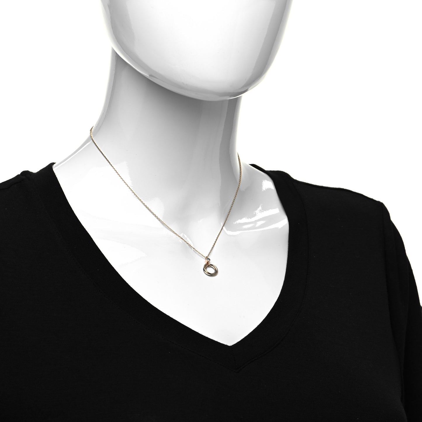 18K Pink Yellow White Gold Pink Spinel Trinity Pendant Necklace