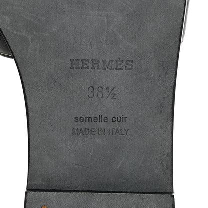 Hermes Box Calfskin Oran Sandals 38.5 Black 8 of 8