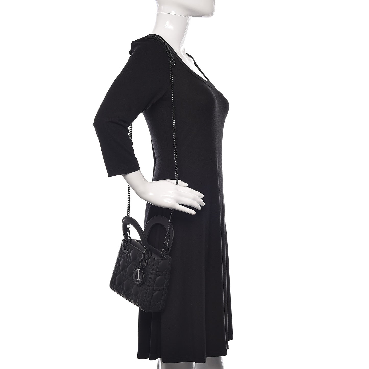 Ultra Matte Calfskin Cannage Mini Lady Dior Black