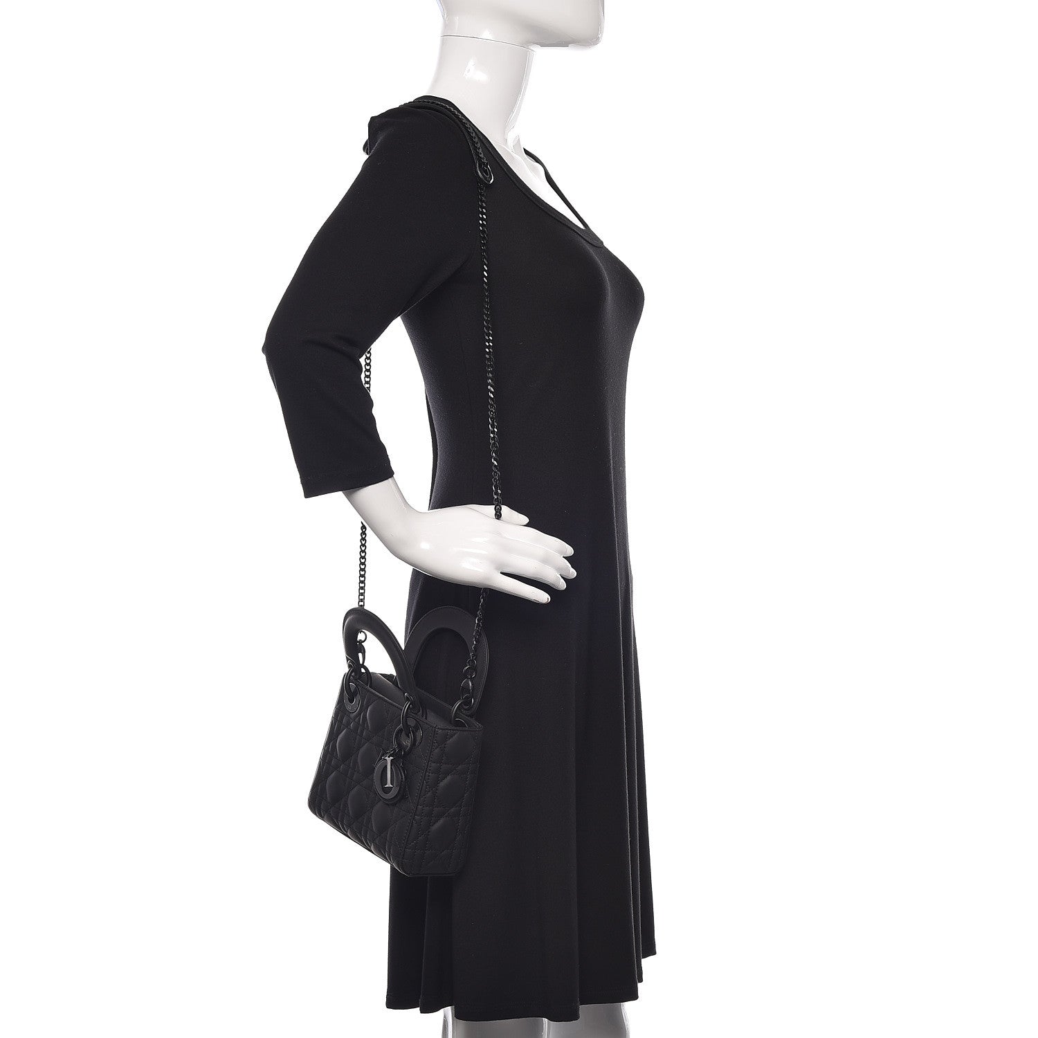 Christian Dior Ultra Matte Calfskin Cannage Mini Lady Dior Black 2 of 11