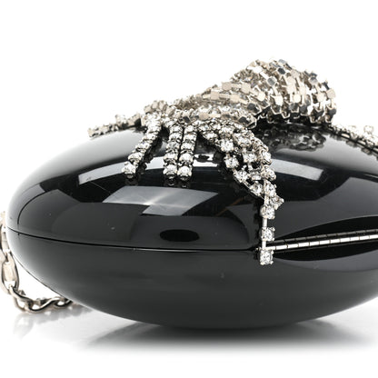Chanel Resin Crystal Chain Fringe CC Oval Minaudière Black 9 of 11