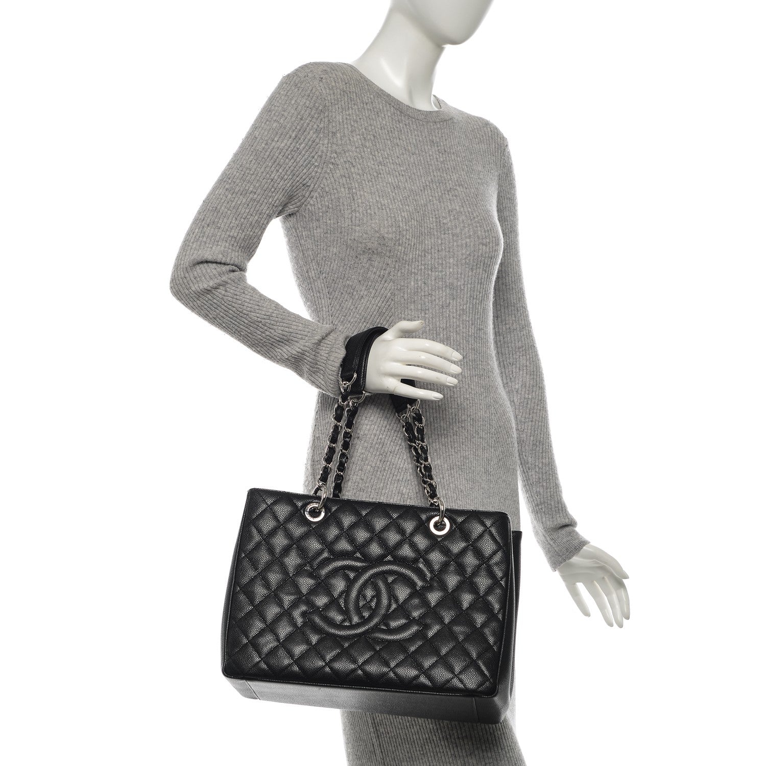 Chanel Caviar Quilted Grand Shopping Tote GST Black 2 of 8