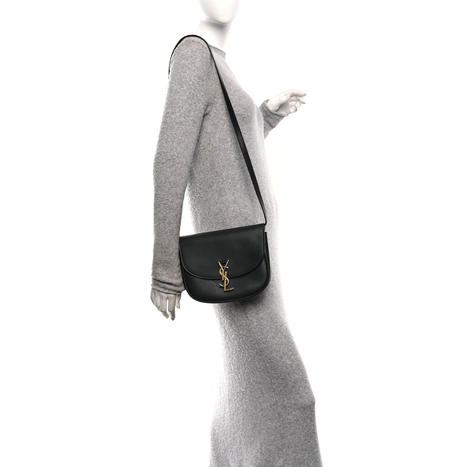 Saint Laurent Smooth Calfskin Monogram Medium Kaia Satchel Black 3 of 18