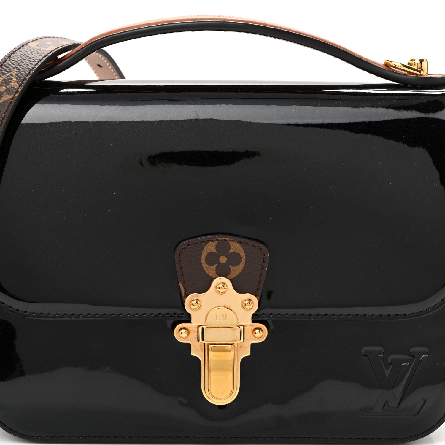 Louis Vuitton Patent Calfskin Monogram Cherrywood BB Black 7 of 9