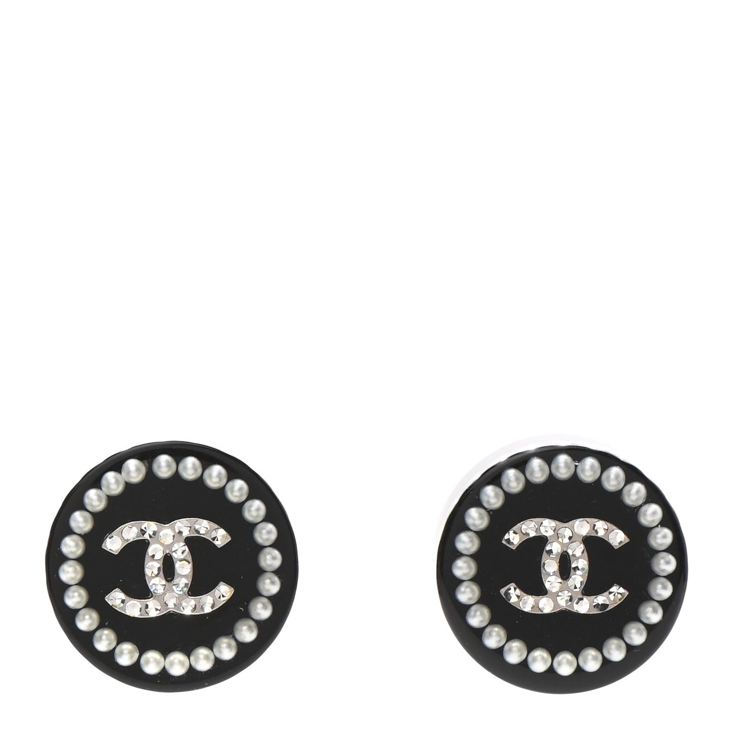 Resin Crystal CC Earrings Black