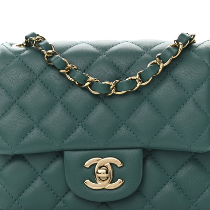 Chanel Lambskin Quilted Mini Square Flap Green 8 of 10