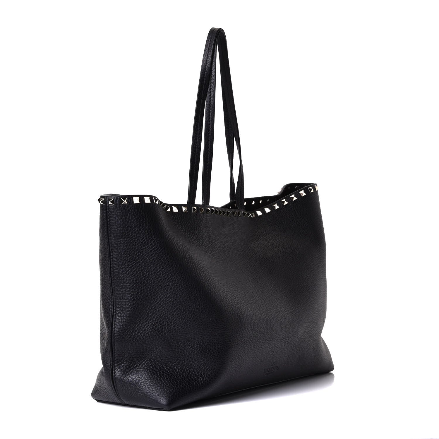 Valentino Garavani Grained Calfskin Rockstud Shoulder Tote Black 2 of 5