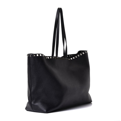 Valentino Garavani Grained Calfskin Rockstud Shoulder Tote Black 2 of 5
