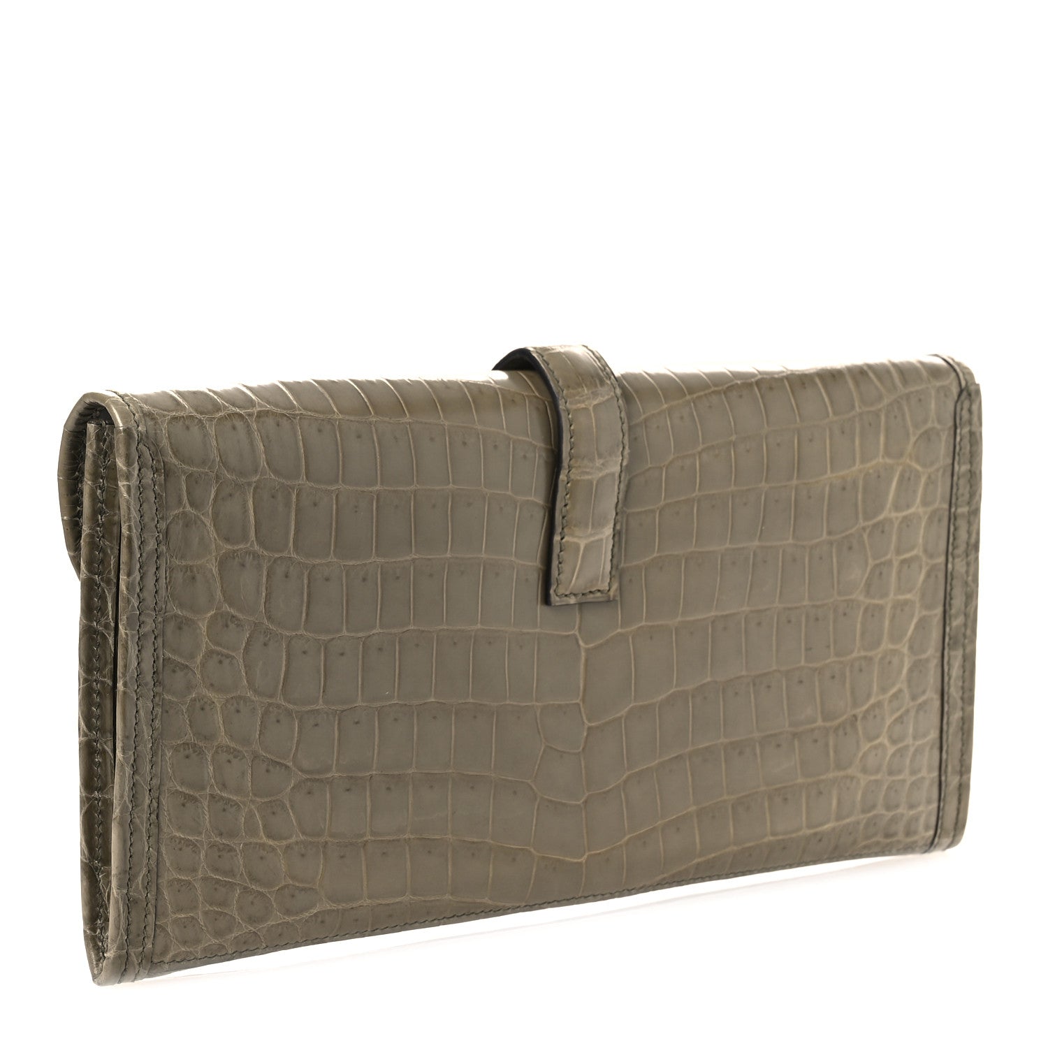 Hermes Shiny Niloticus Crocodile Jige Elan 29 Clutch Gris Tourterelle 3 of 13