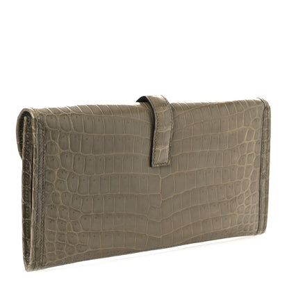 Hermes Shiny Niloticus Crocodile Jige Elan 29 Clutch Gris Tourterelle 3 of 13