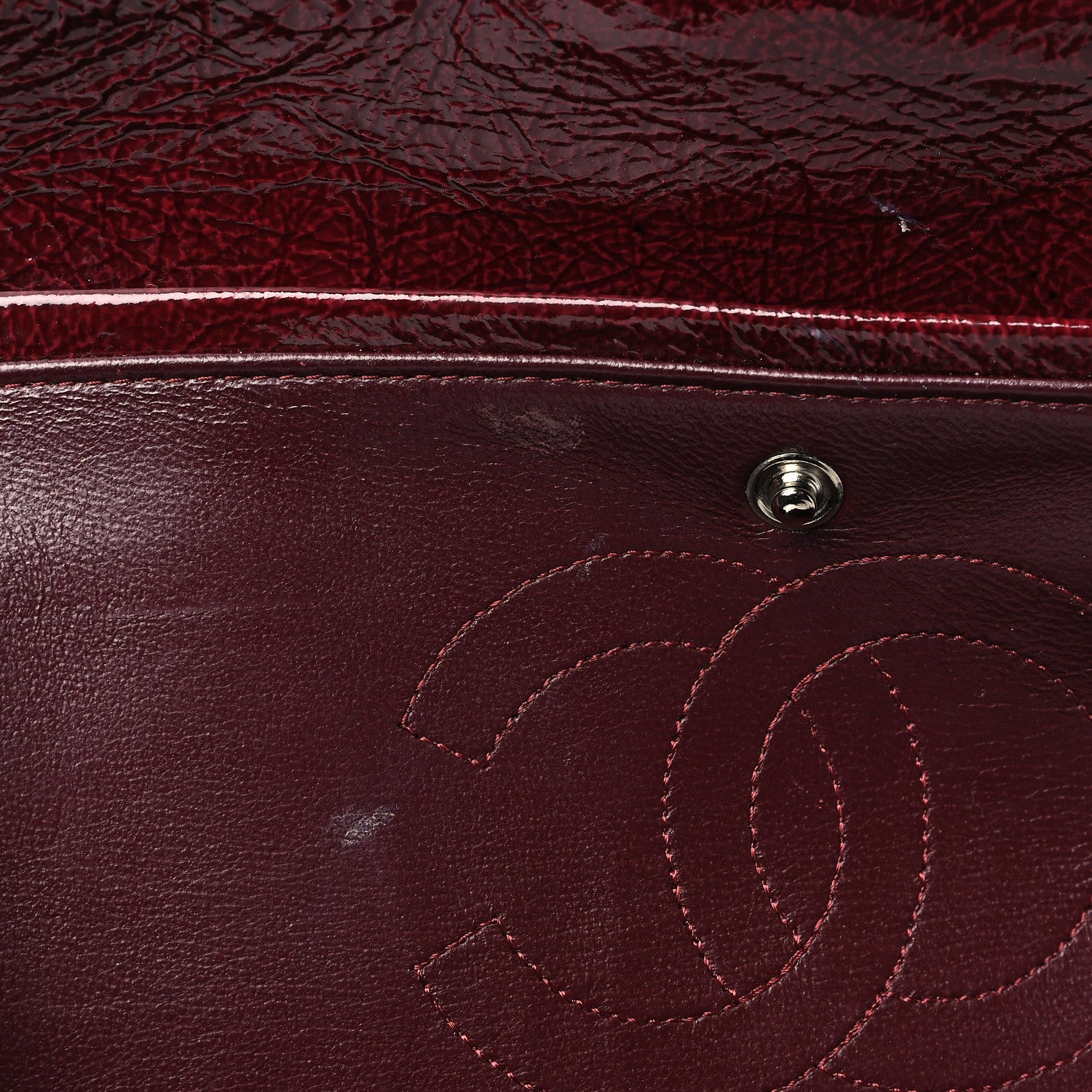 Chanel Patent Calfskin Quilted Medium Double Flap Burgundy 10 of 13