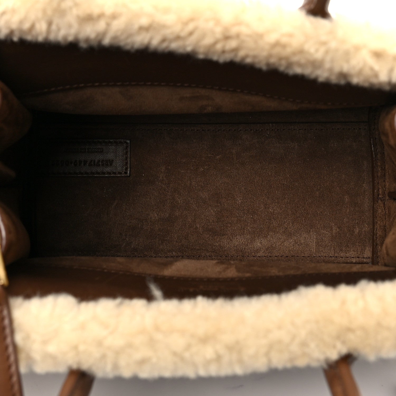 Saint Laurent Shearling Nano Supple Sac De Jour Brown Beige 4 of 6