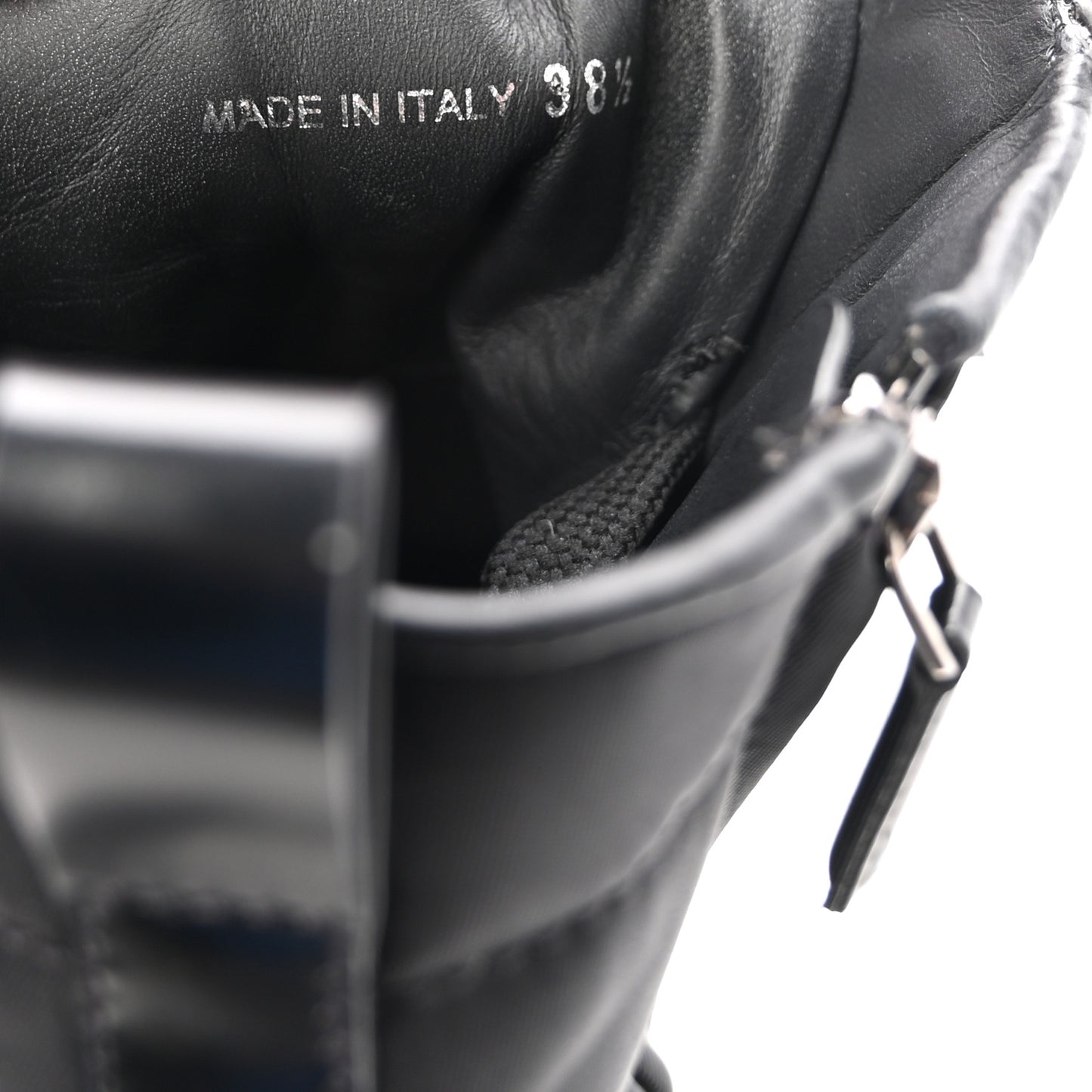 Spazzolato Re-Nylon Metal Triangle Logo Lace Up 55mm Ankle Boots 38.5 Black