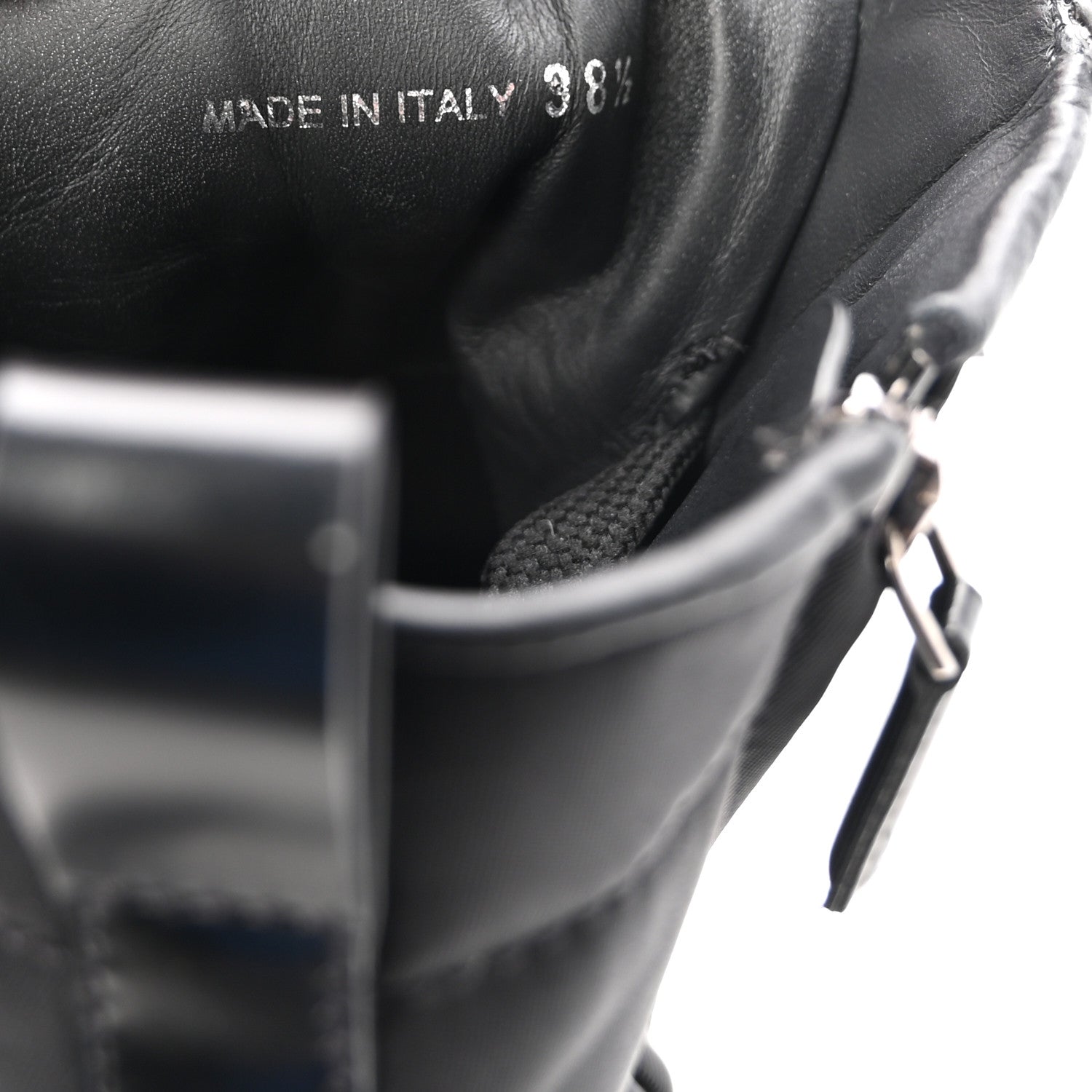 Prada Spazzolato Re-Nylon Metal Triangle Logo Lace Up 55mm Ankle Boots 38.5 Black 9 of 9