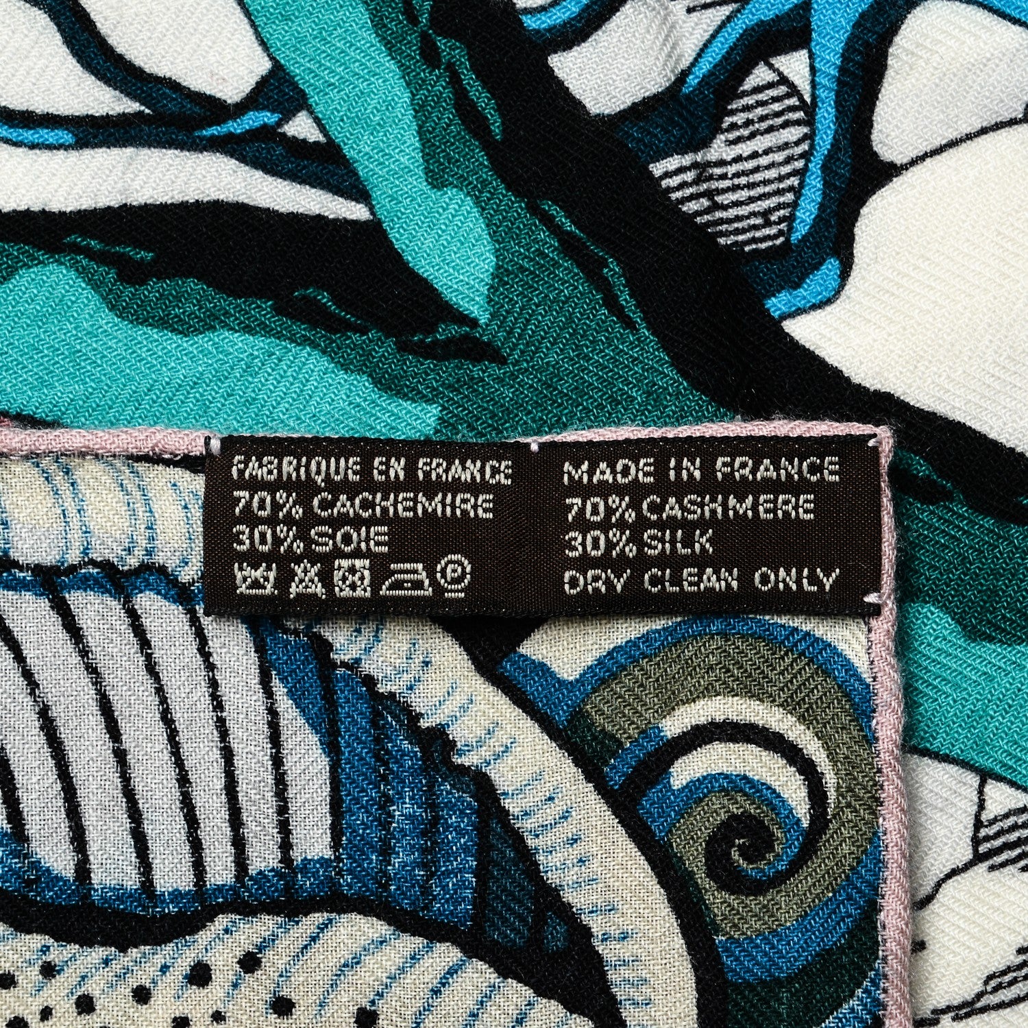 Hermes Cashmere Silk Sieste Au Paradis Shawl 140 Blanc Vert Rose 5 of 5