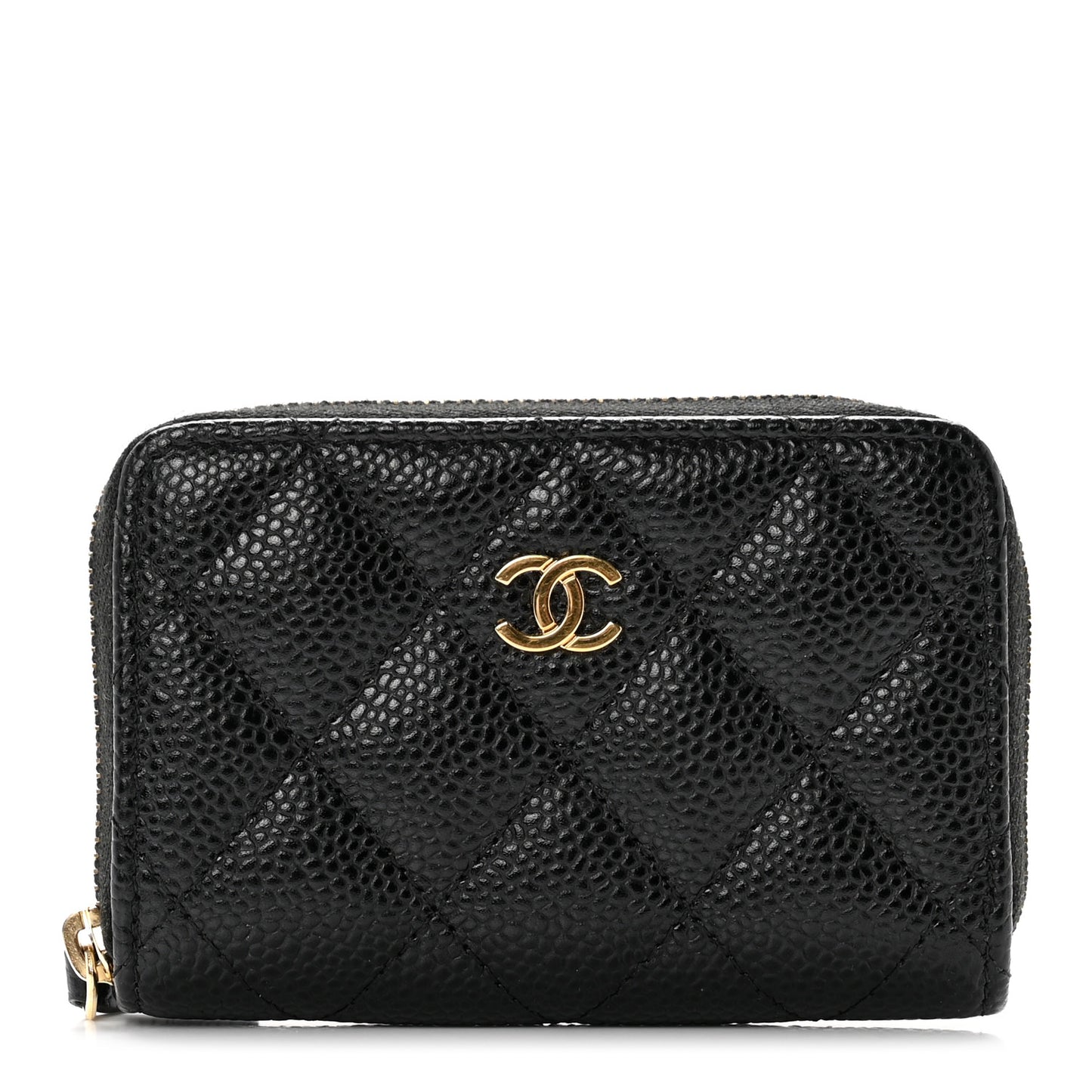 Caviar Quilted Zip Coin Purse Black