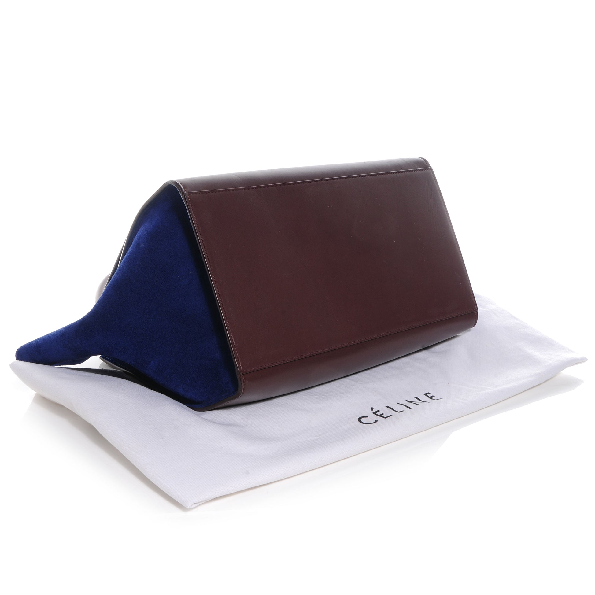 Celine Smooth Calfskin Suede Large Bi-Color Trapeze Burgundy 4 of 11
