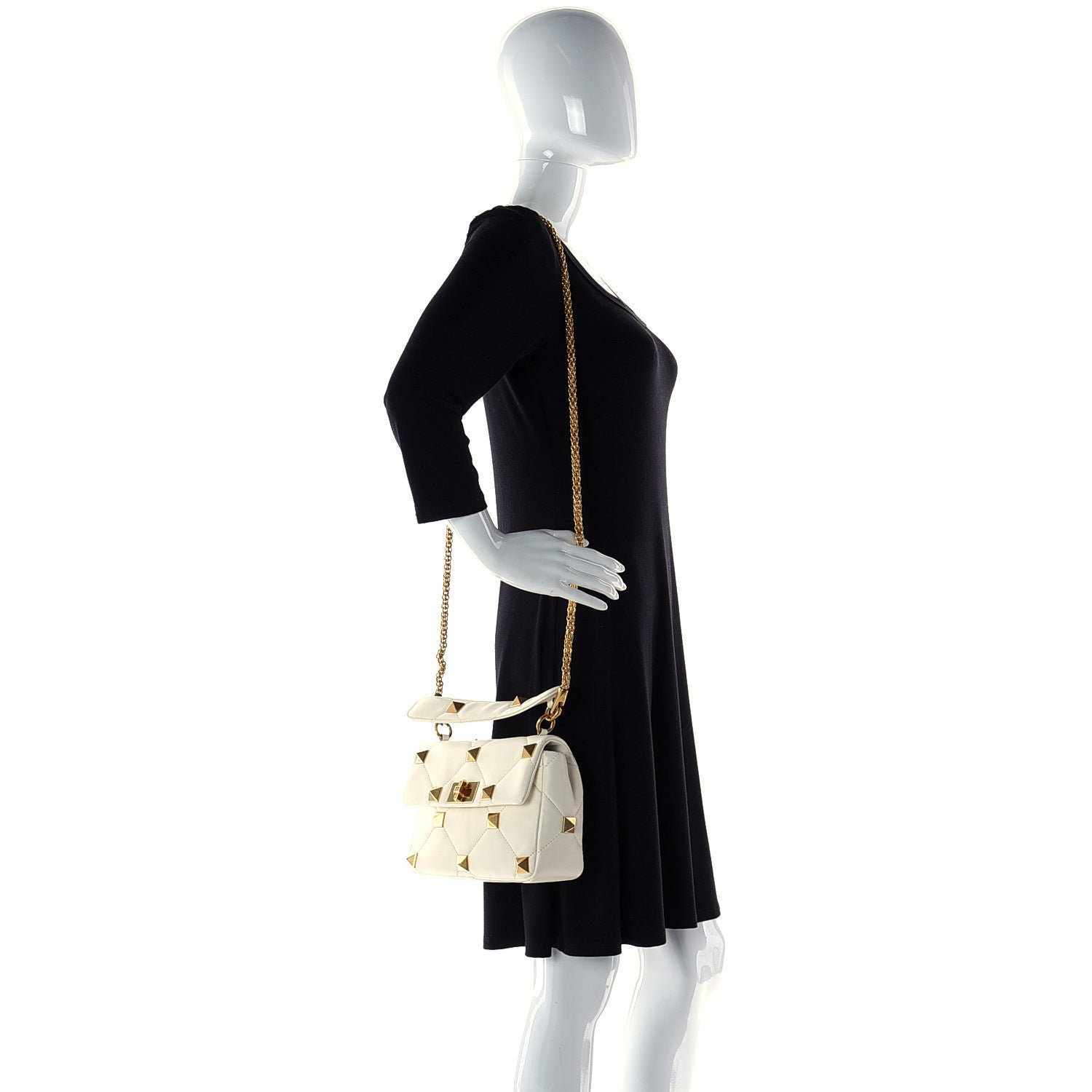 Valentino Garavani Nappa Medium Roman Stud Shoulder Bag Ivory 4 of 10