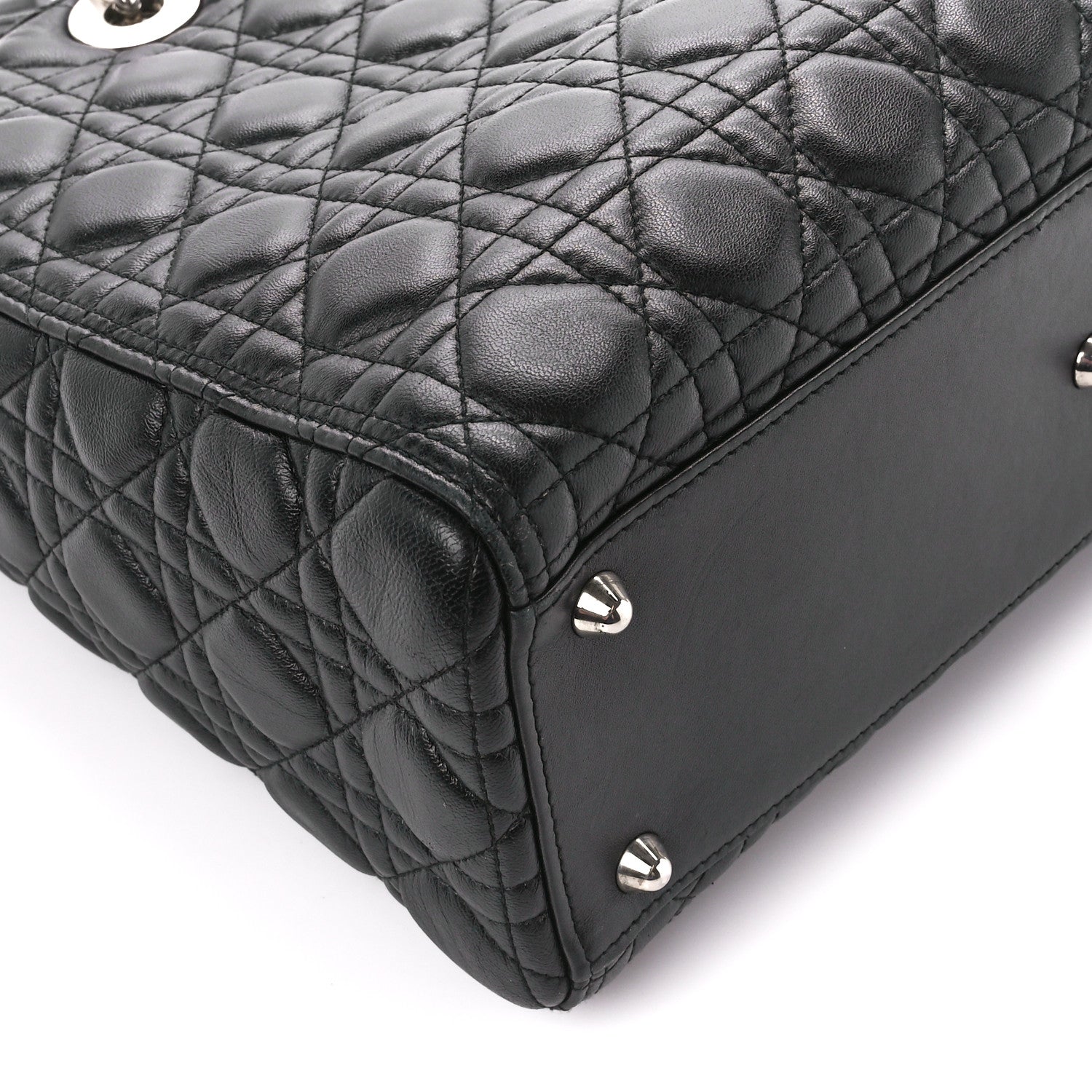 Christian Dior Lambskin Cannage Large Lady Dior Black 10 of 11