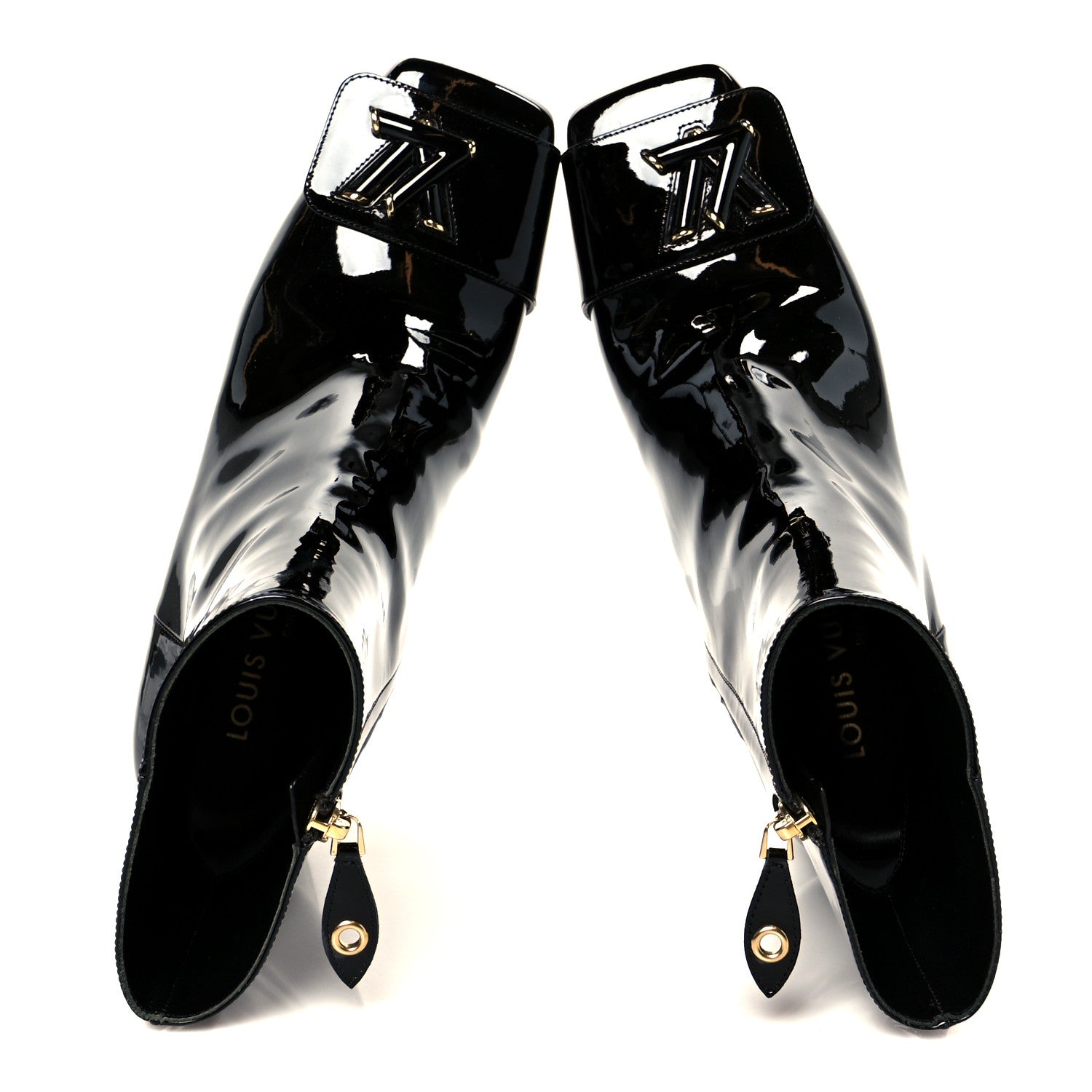 Louis Vuitton Patent Calfskin Shake Ankle Boots 38 Black 2 of 9