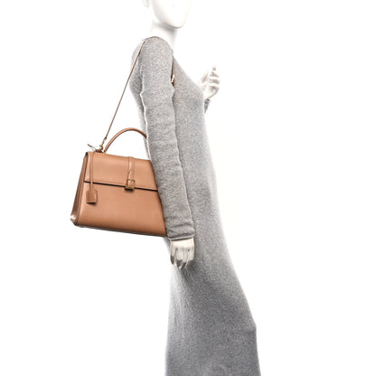 Saint Laurent Shiny Calfskin Le Fermoir Top Handle Bag Vintage Brown 2 of 10