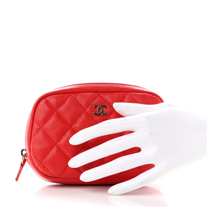 Chanel Caviar Quilted Small Curvy Pouch Cosmetic Case Red 2 of 7