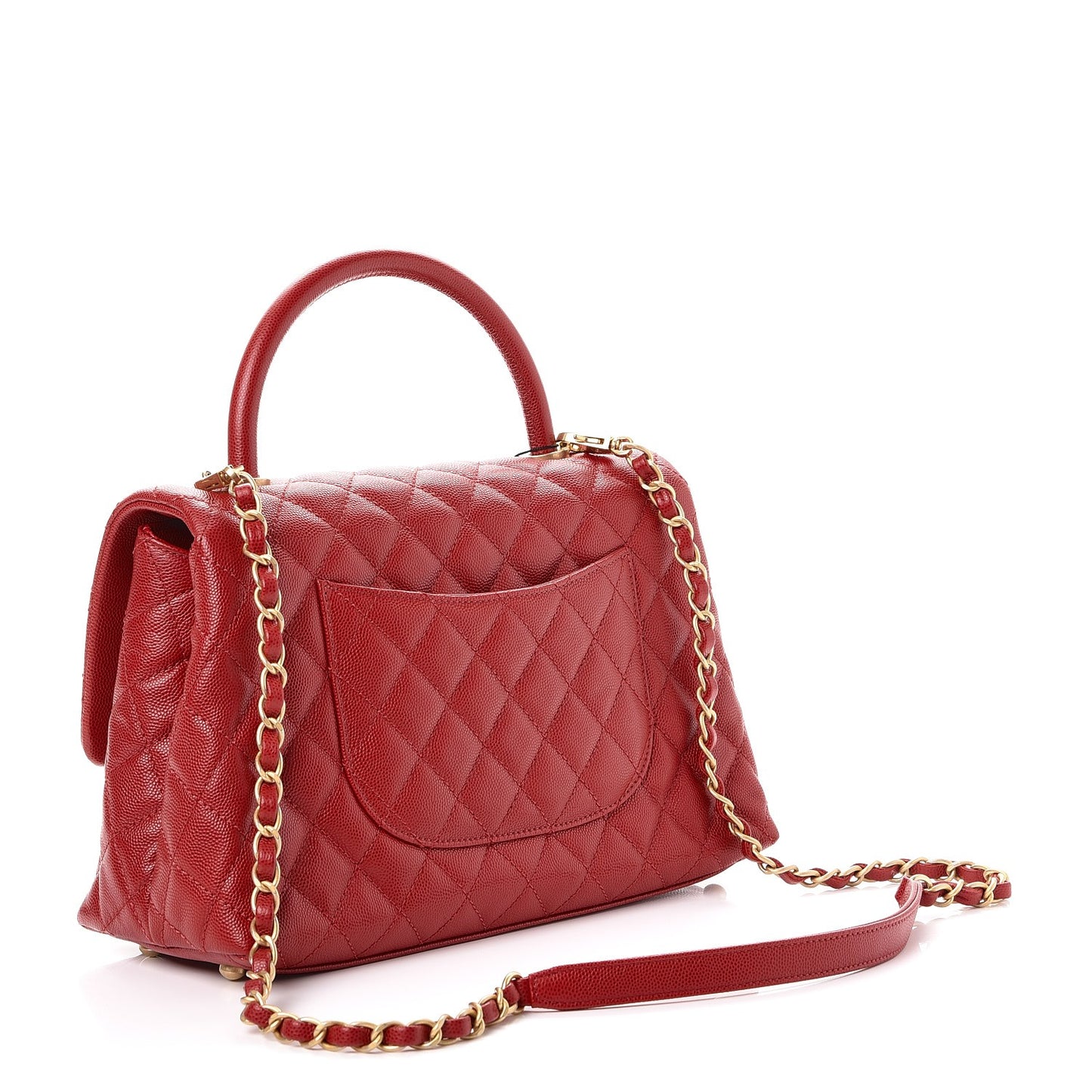 Caviar Quilted Small Coco Handle Flap Red