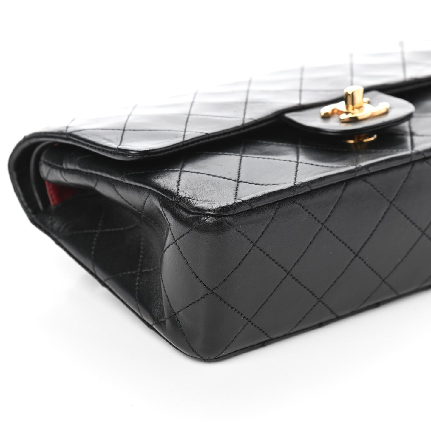 Lambskin Quilted Small Double Flap Black