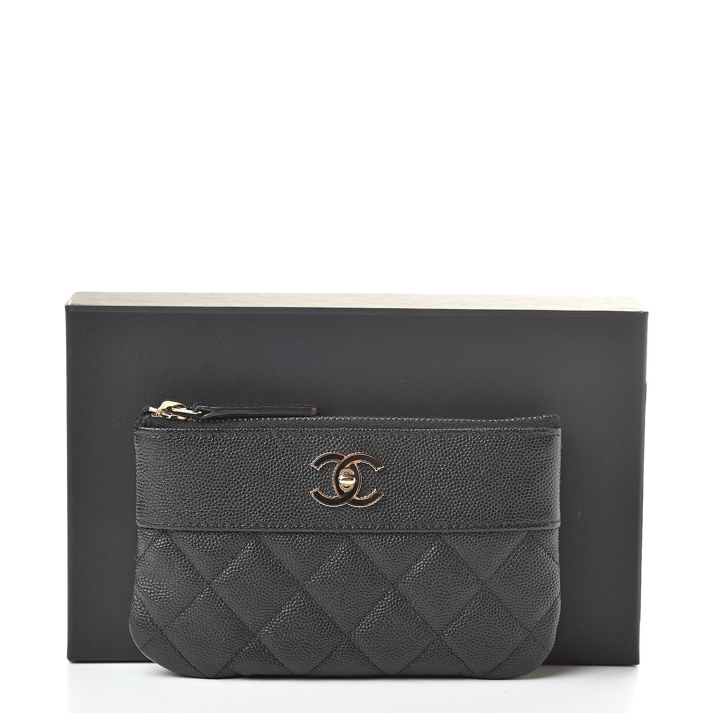 Caviar Quilted Small Vintage Mademoiselle Cosmetic Case Black