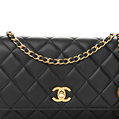 Chanel Lambskin Quilted Pearl Crush Wallet On Chain WOC Black 9 of 13