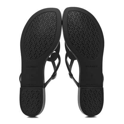 Hermes Rubber Womens Egerie Sandals 36 Black 6 of 11