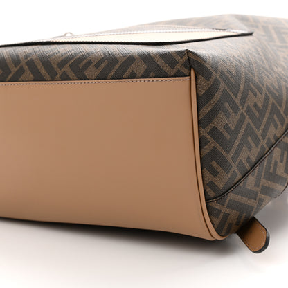 Fendi Glazed Fabric Vitello King FF 1974 Diagonal Medium Chiodo Backpack Tobacco Moro Sand Black 9 of 11