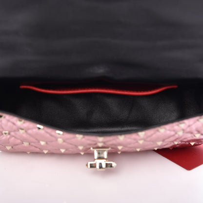 Valentino Garavani Metallic Wrinkled Lambskin Small Rockstud Spike Shoulder Bag Lipstick 8 of 8