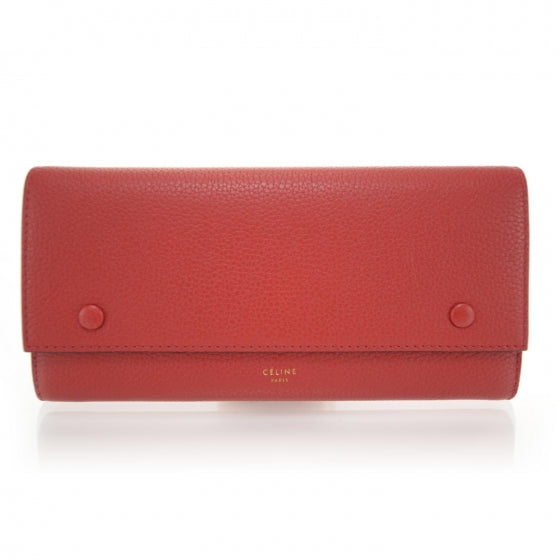 Celine Grained Calfskin Continental Wallet Red 1 of 9