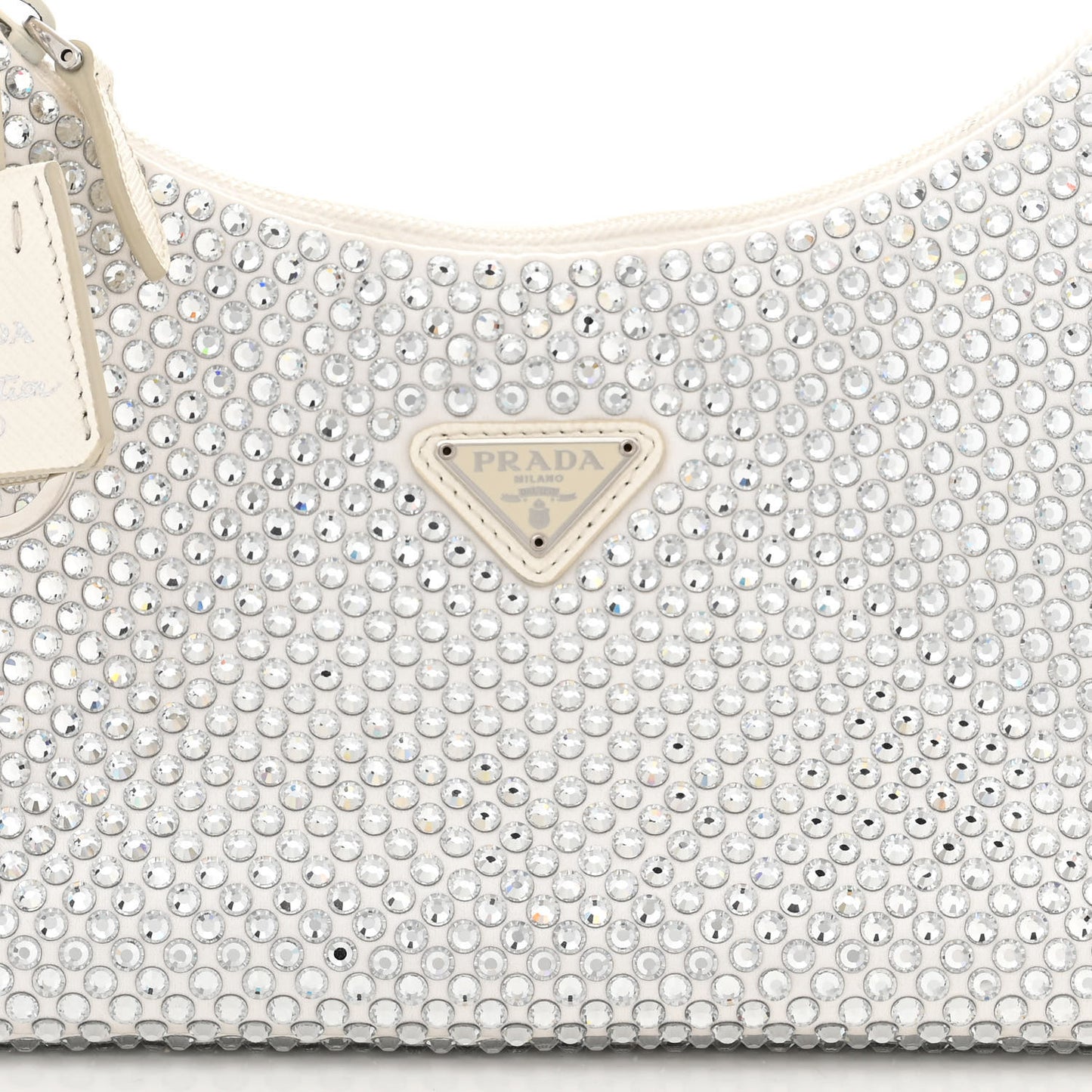 Satin Crystal Mini Re-Edition 2000 Bag White
