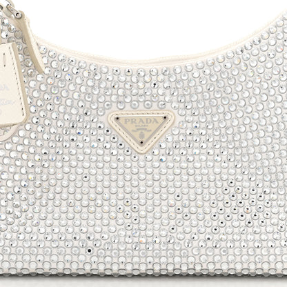 Prada Satin Crystal Mini Re-Edition 2000 Bag White 8 of 11
