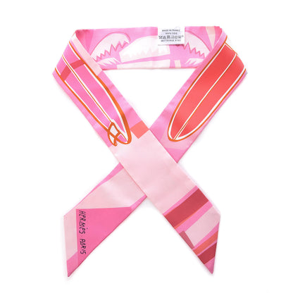 Hermes Silk Sea Surf and Fun Twilly Blanc Rose Corail 1 of 5